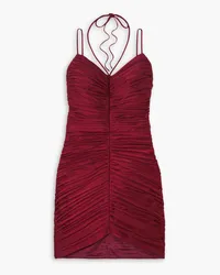 RASARIO Ruched satin mini dress - Burgundy Burgundy