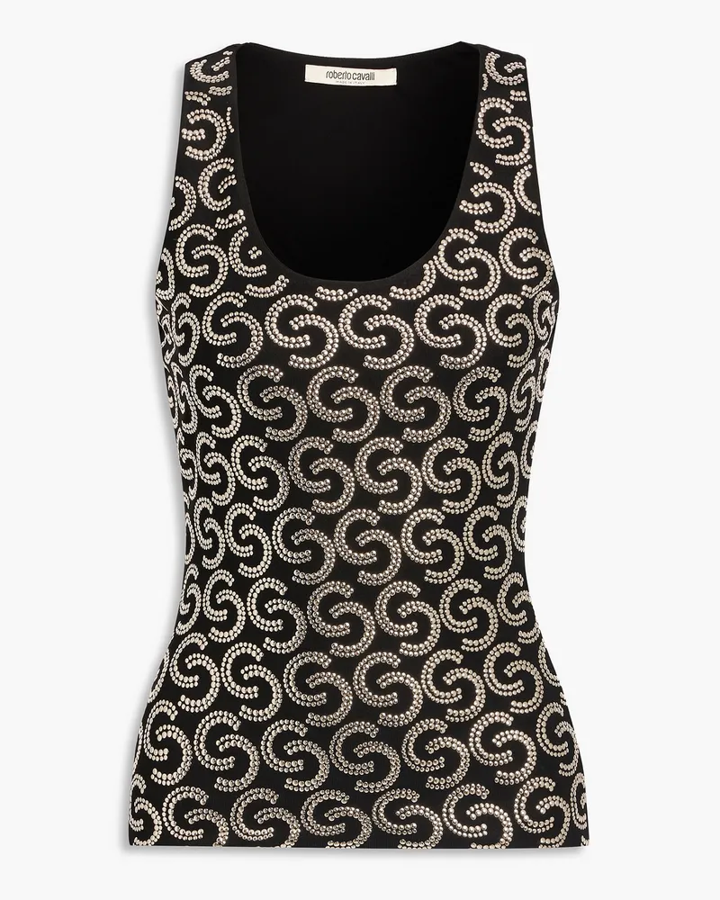 Roberto Cavalli Studded ribbed-knit tank - Black Black