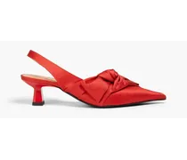Bow-detailed satin slingback pumps - Red