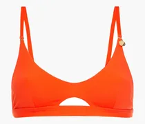 Cutout embellished triangle bikini top - Orange