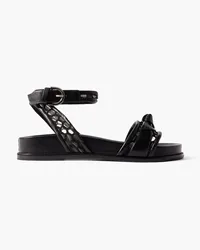 Alexandre Birman Clarita bow-detailed lace-trimmed leather sandals - Black Black