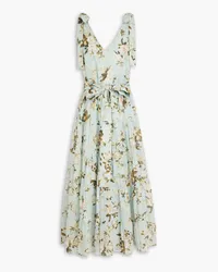 Erdem Floral-print twill cotton and silk-blend voile midi dress - Green Green