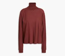 Lyocell and wool-blend turtleneck top - Red