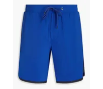 Mid-length striped swim shorts - Blue