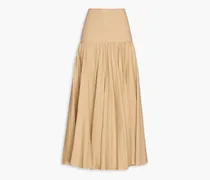 Sven gathered linen-blend twill maxi skirt - Neutral