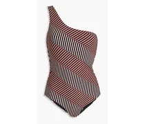 Raya one-shoulder striped swimsuit - Black