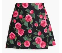 Alice Olivia - Renna floral-print crepe mini wrap skirt - Black