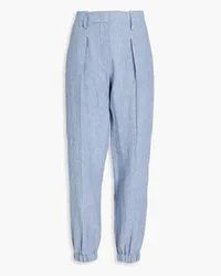 Brunello Cucinelli Pleated linen tapered pants - Blue Blue