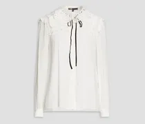 Tie-front gathered woven blouse - White