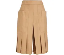 Pleated wool-twill shorts - Brown