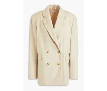 Double-breasted wool twill blazer - Neutral