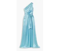 One-shoulder silk-satin gown - Blue