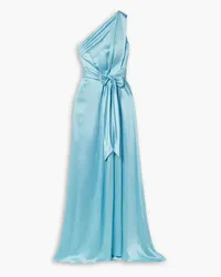 Monique Lhuillier One-shoulder silk-satin gown - Blue Blue