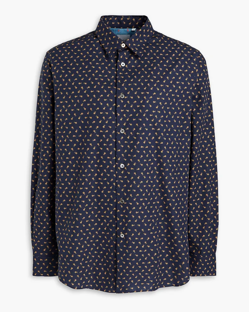 Paul Smith Printed cotton-poplin shirt - Blue Blue