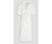 Knotted twill shirt dress - White
