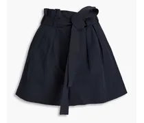 Abri pleated cotton, linen and silk-blend shorts - Blue