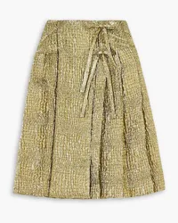 Simone Rocha Bow-detailed pleated metallic cloqué midi skirt - Metallic Metallic