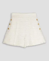 Balmain Button-embellished frayed tweed shorts - White White