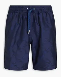 Frescobol Carioca Mid-length camouflage-print jacquard swim shorts - Blue Blue