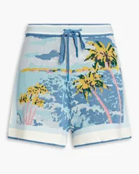 Zimmermann Intarsia-knit cotton shorts - Blue Blue