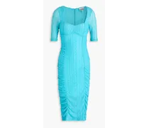 Ruched cloqué dress - Blue