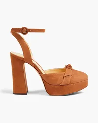 Alexandre Birman Clarita 85 knotted suede platform sandals - Brown Brown