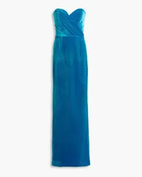 Rebecca Vallance Bernadette strapless stretch-velvet gown - Blue Blue