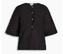 Cutout cotton-poplin shirt - Black