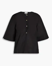 Ganni Cutout cotton-poplin blouse - Black Black