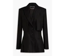 Convertible cutout linen-blend twill blazer - Black