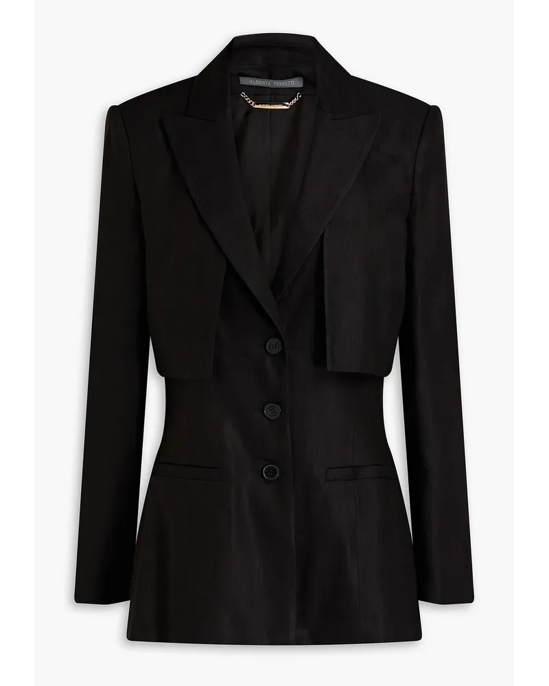 Convertible cutout linen-blend twill blazer - Black