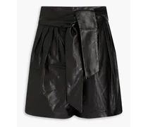 Melody pleated leather shorts - Black