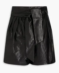 IRO Melody pleated leather shorts - Black Black