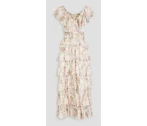 Tiered floral-print cotton-blend maxi dress - Multicolor