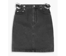 Chain-embellished denim mini skirt - Black