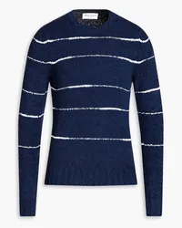 Officine Generale Marco striped bouclé-knit cotton-blend sweater - Blue Blue