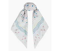 Valentino Garavani Printed silk-twill scarf - Blue - OneSize Blue
