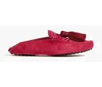 Embellished suede slippers - Red