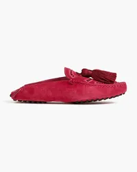 TOD'S Embellished suede slippers - Red Red