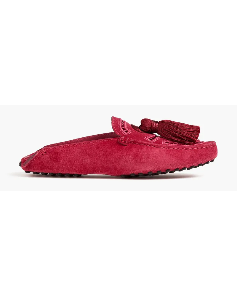 TOD'S Embellished suede slippers - Red Red