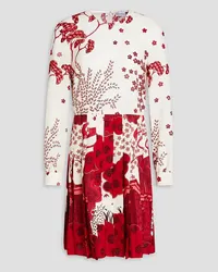 RED Valentino Pleated printed crepe de chine dress - Red Red