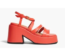 Leather platform sandals - Orange