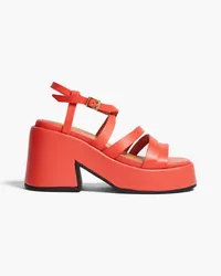 Ganni Leather platform sandals - Orange Orange