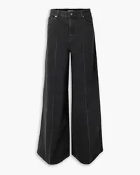 tibi Pleated high-rise wide-leg jeans - Black Black