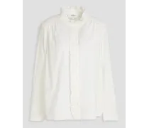 Lattice-trimmed cotton shirt - White