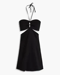 Maje Cutout crepe halterneck mini dress - Black Black