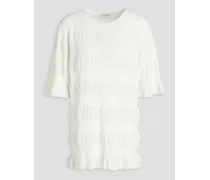 Eurya gathered ribbed-knit top - White