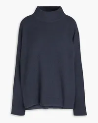 Brunello Cucinelli Bead-embellished ribbed cashmere turtleneck sweater - Blue Blue