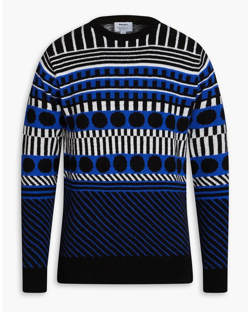 Sunspel Jacquard-knit wool sweater - Blue Blue
