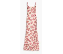 Pleated floral-print taffeta gown - Pink